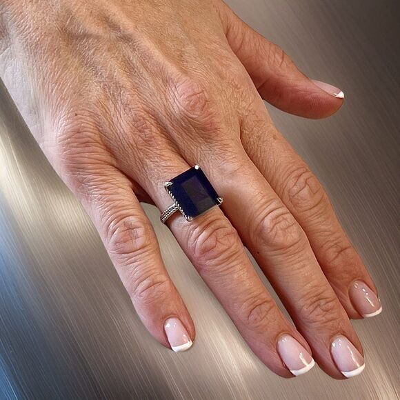 Natural Solitaire Sapphire Ring 6.5 14k W Gold 7 TCW Certified $3,150 310545 - Picture 14 of 15